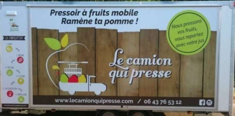 Le camion qui presse nos pommes.